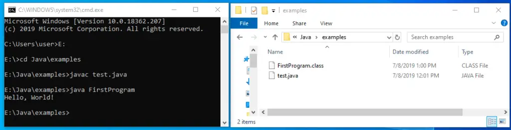 class name and file name in java