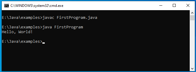compile and execute java hello world program
