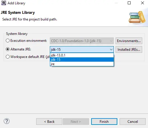 Select Java version in Eclipse