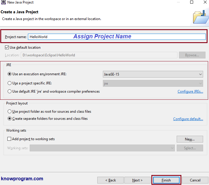 Assign Project name in Eclipse