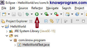 Use the button to run Java program in Eclipse IDE
