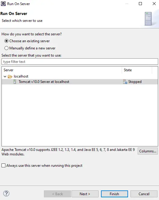 Run Java web application through tomcat server in Eclipse IDE