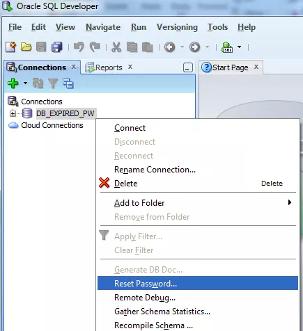 SQL Developer Change Password After Expired