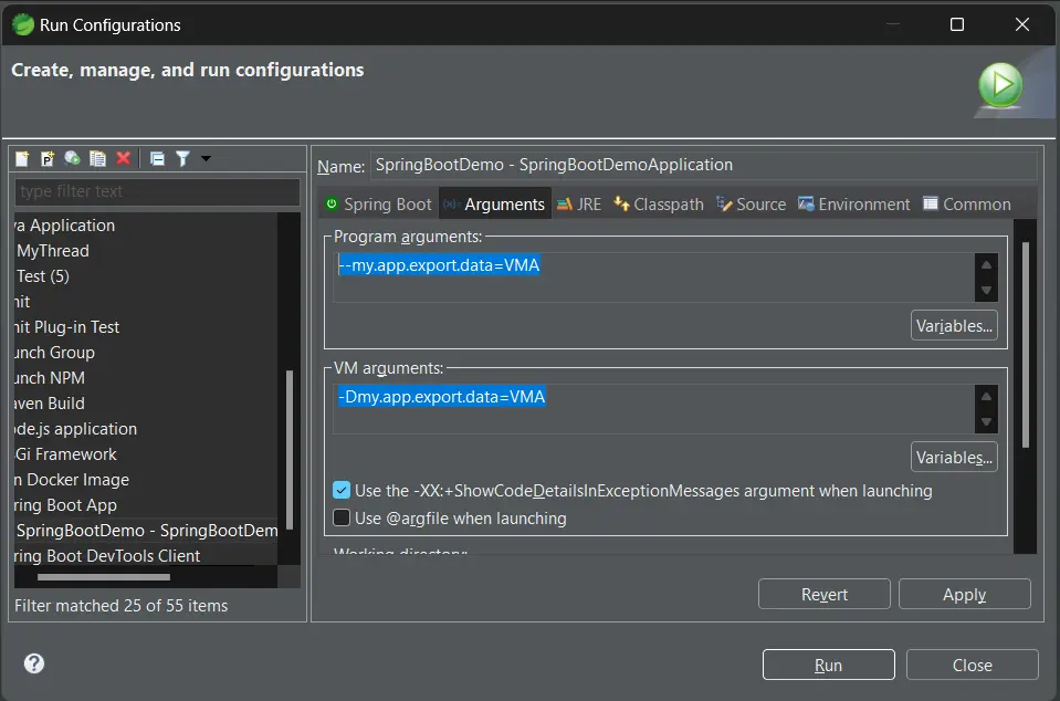 Spring Boot Profiles 1 Program Args and VM args in Ecllipse and STS